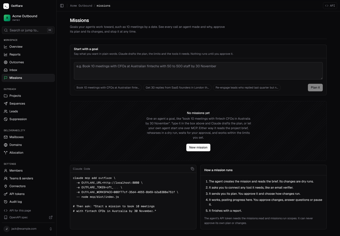 The goal box on the Missions page