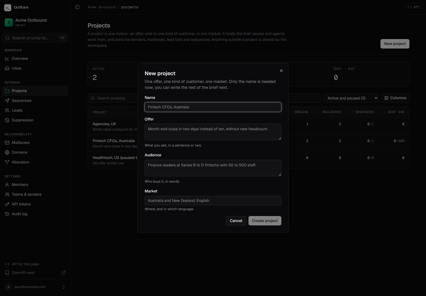 Creating a project
